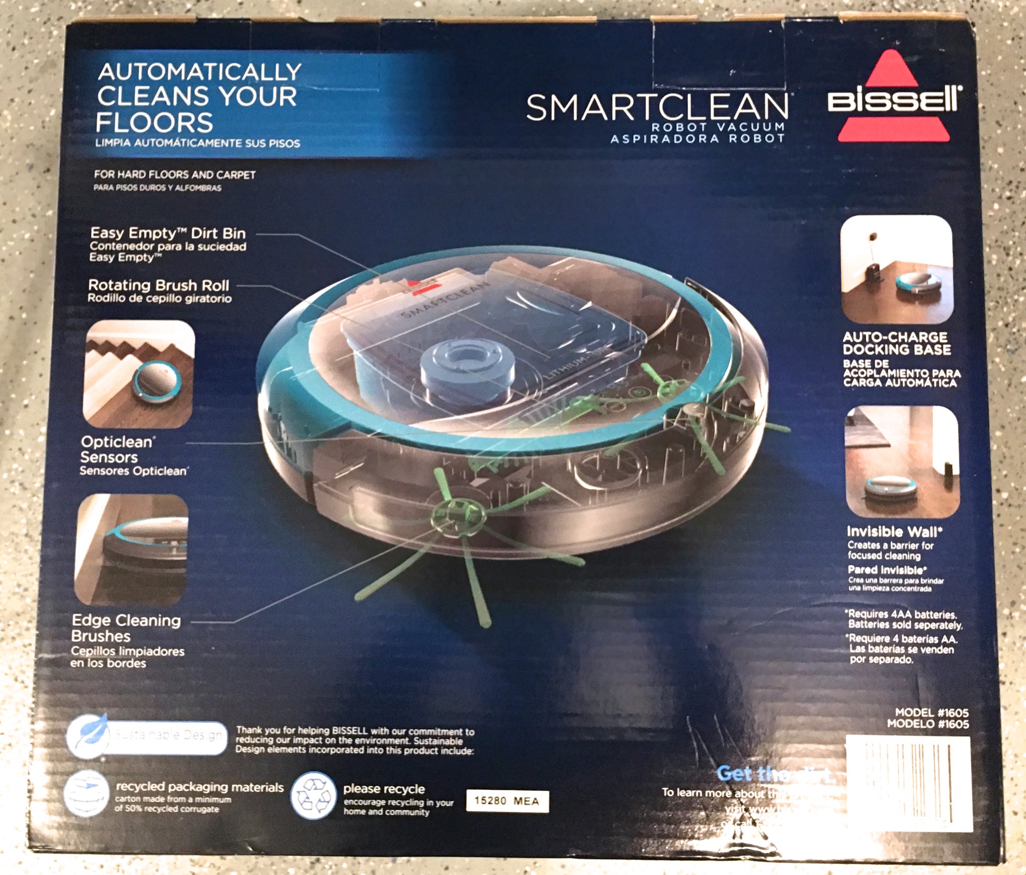 BISSELL SmartClean Vacuum Cleaning Robot 1605 Titanium/Disco Teal NEW