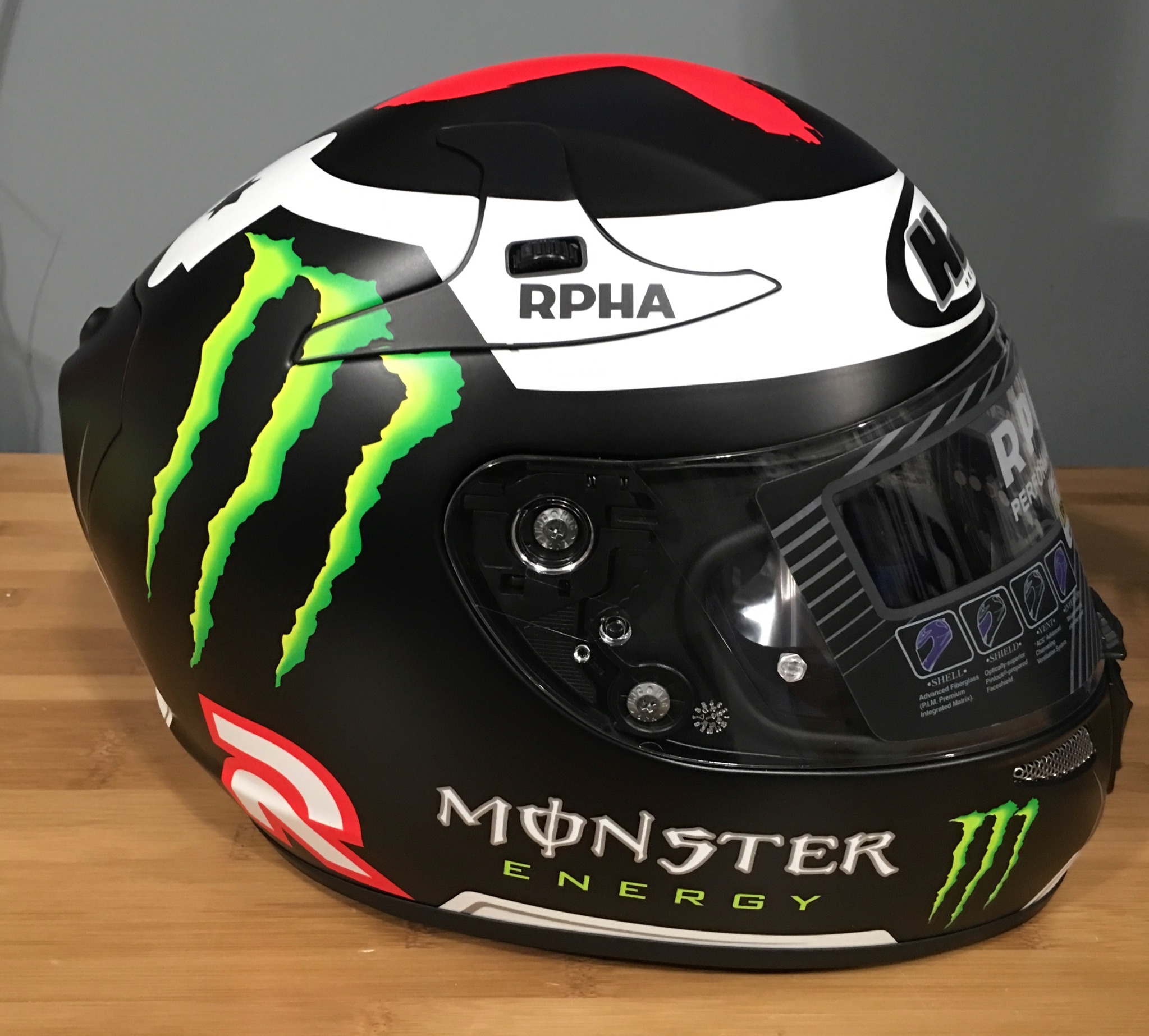 aHJC RPHA10 Pro Lorenzo Replica3 Helmet, MC1F/Monster Energy S